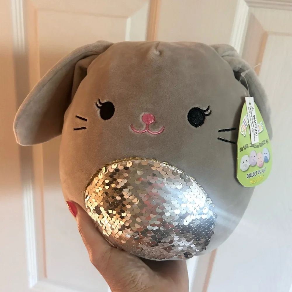 ⭐️ NEW Squishmallow Gray Plush Easter Bunny with Sequin Belly